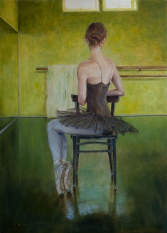 "The green room", 50x70cm oil on linen, Erik van Elven