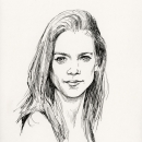 Young woman, pen and indian ink on paper, 21x29,7 cm, € 150,-.